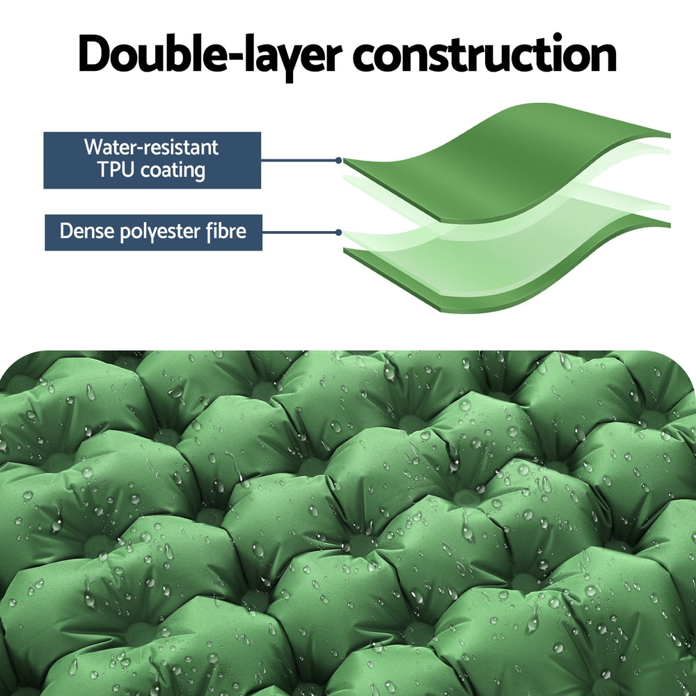 Weisshorn Single Camping Mattress Self-Inflating Green with Pillow