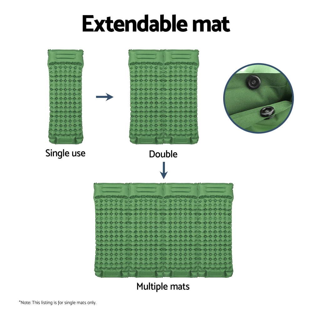 Weisshorn Single Camping Mattress Self-Inflating Green with Pillow