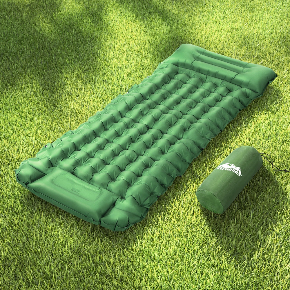 Weisshorn Single Camping Mattress Self-Inflating Green with Pillow