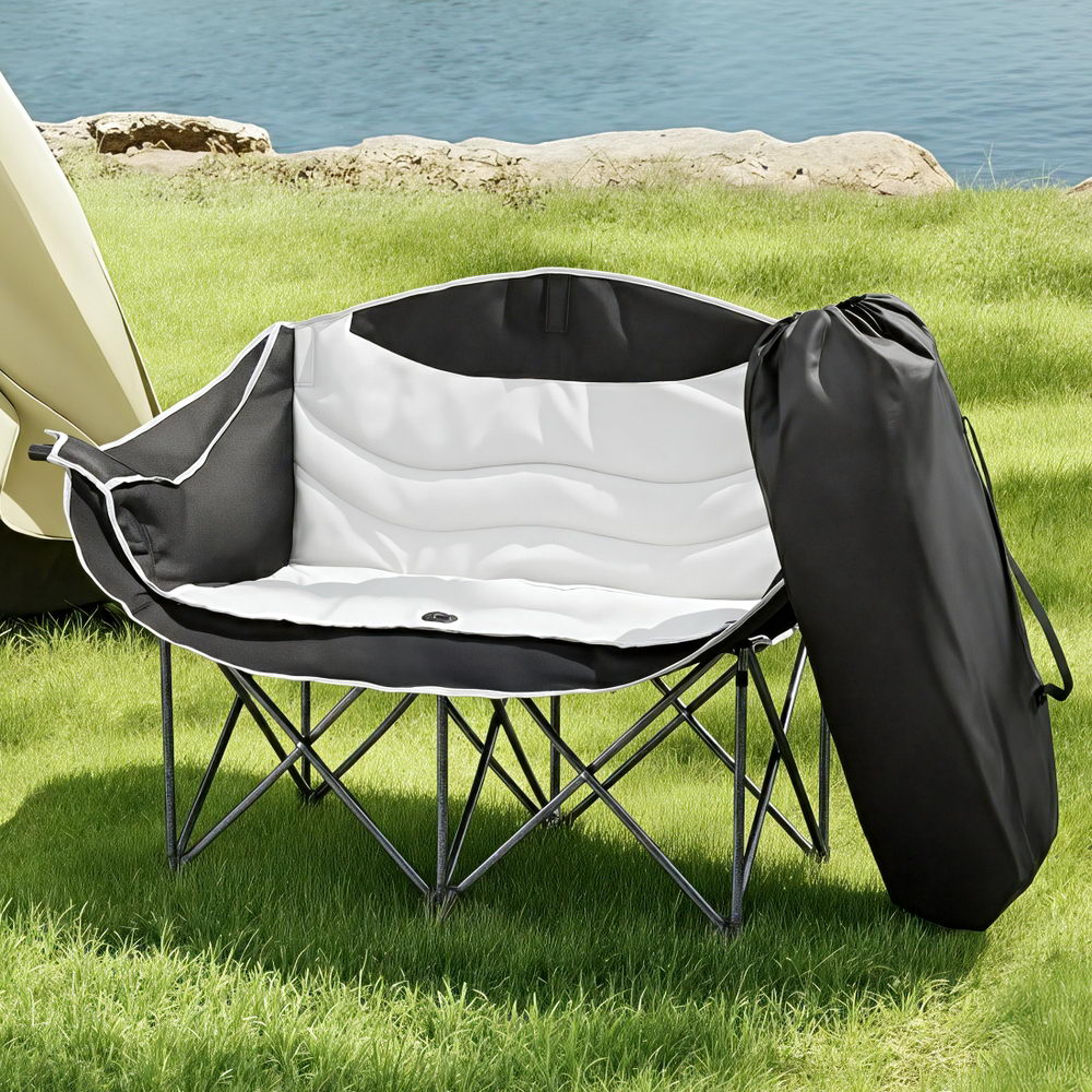 Weisshorn Double Moon Camping Chair Folding Portable Seat 240KG