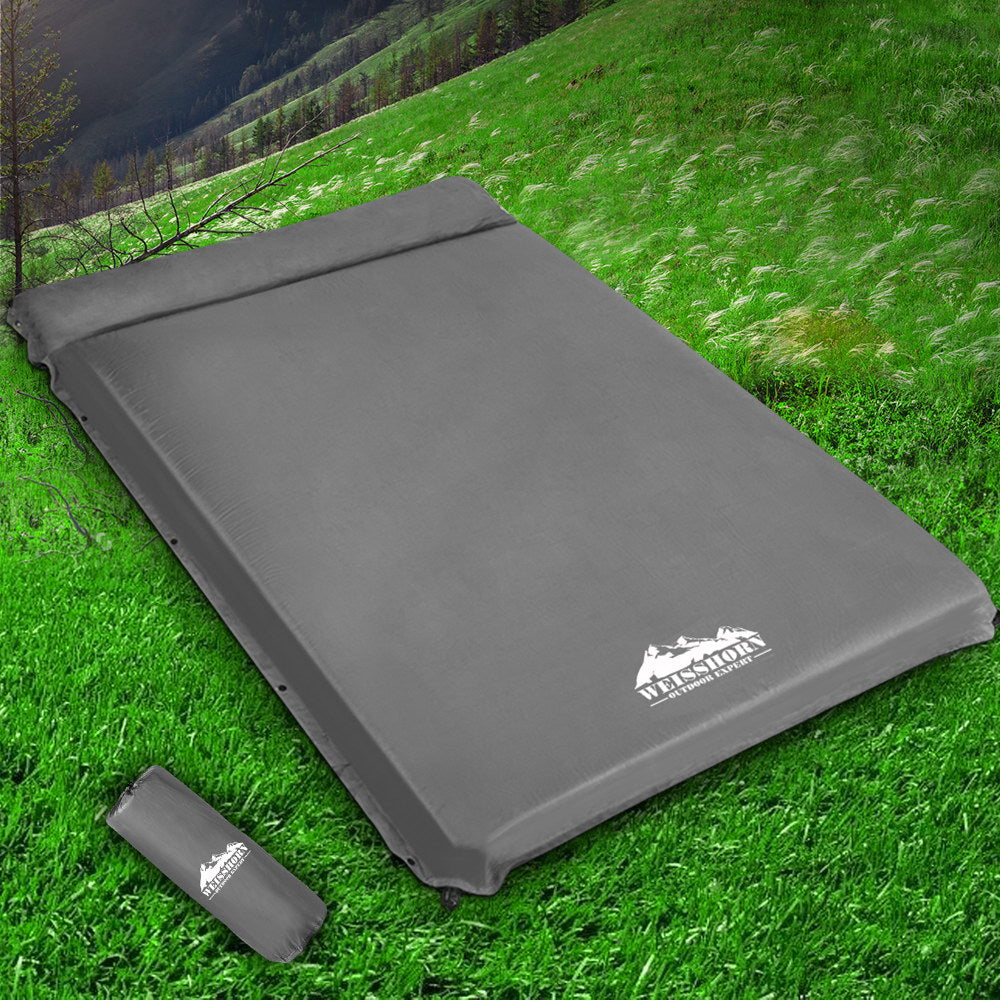 Weisshorn Double Camping Mattress Self-Inflating 10cm Grey