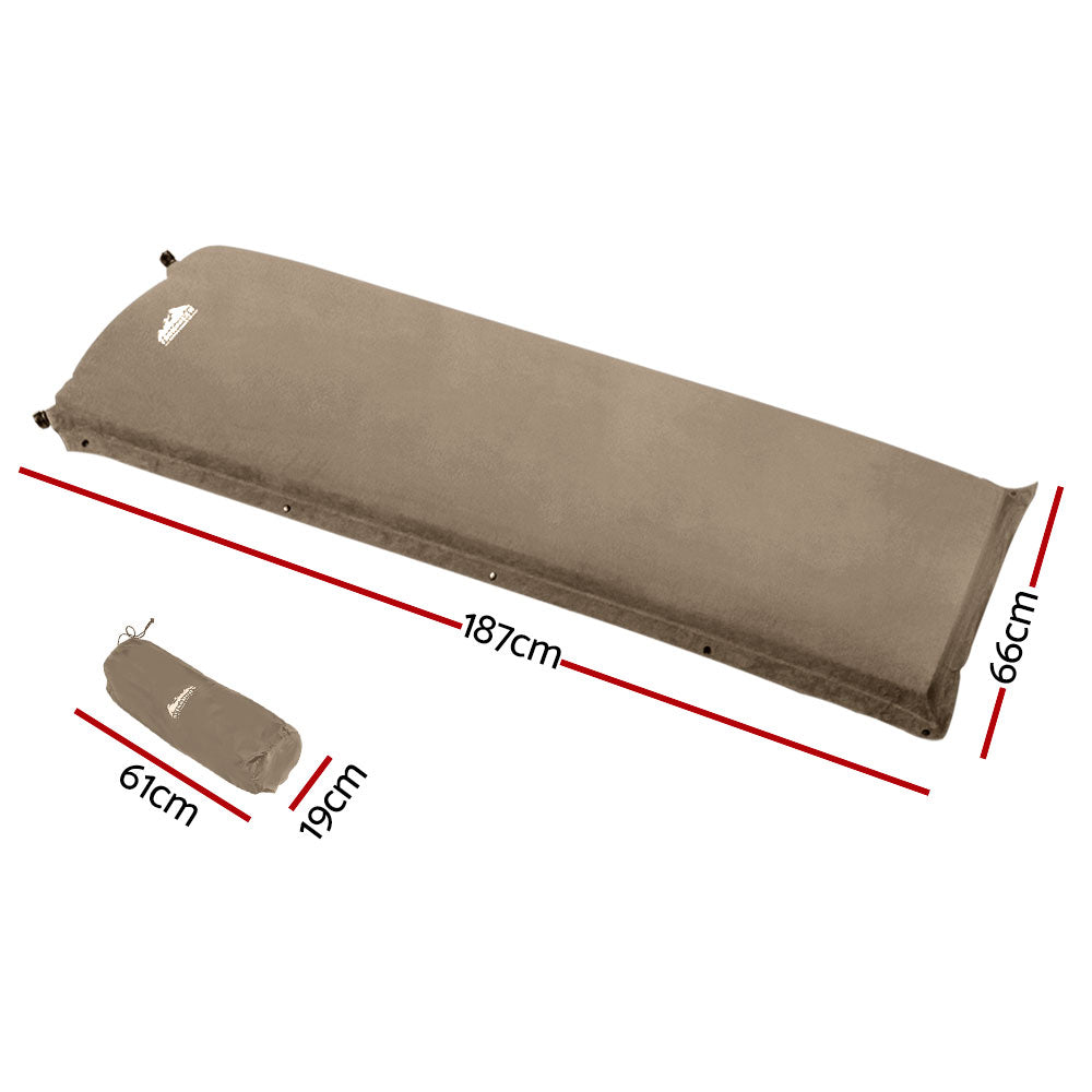 Weisshorn Single Camping Mattress Self-Inflating Coffee