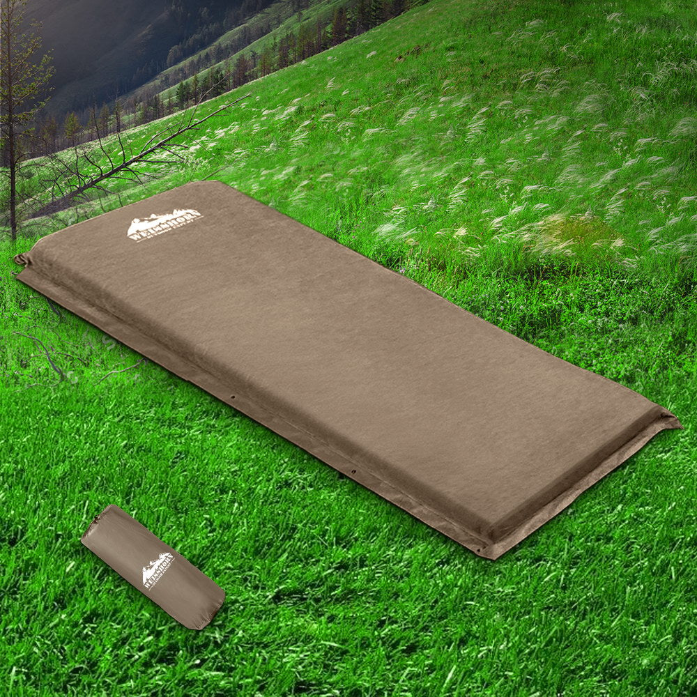 Weisshorn Single Camping Mattress Self-Inflating Coffee
