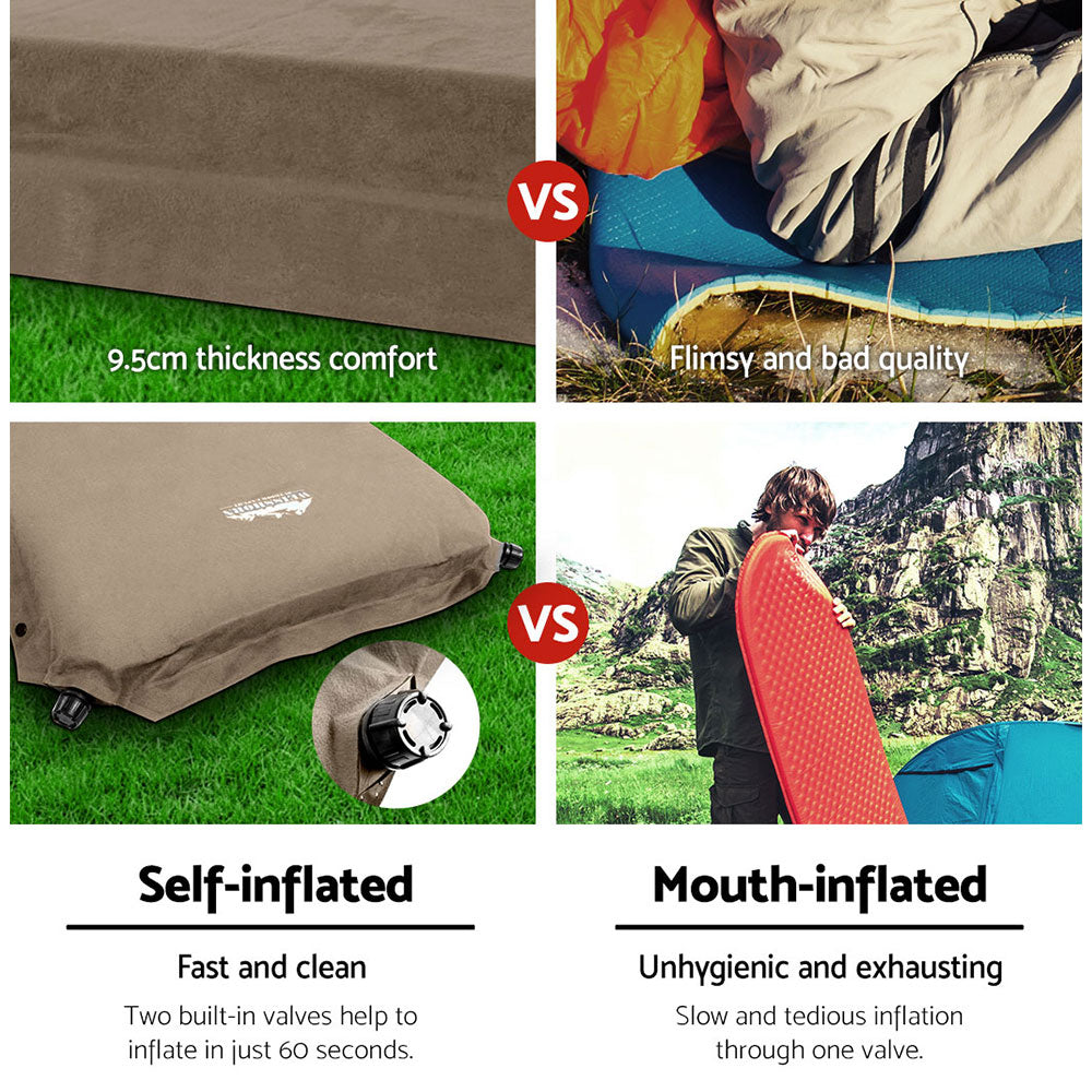 Weisshorn Double Self-Inflating Camping Mattress Coffee