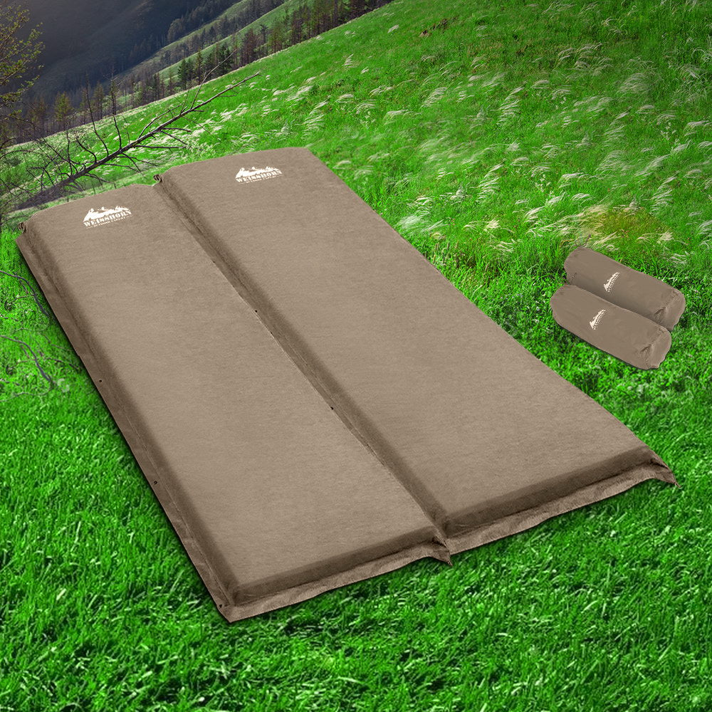 Weisshorn Double Self-Inflating Camping Mattress Coffee