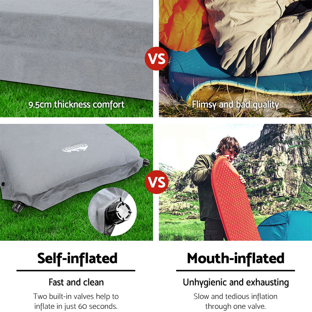 Weisshorn Double Camping Mattress Self-Inflating Grey