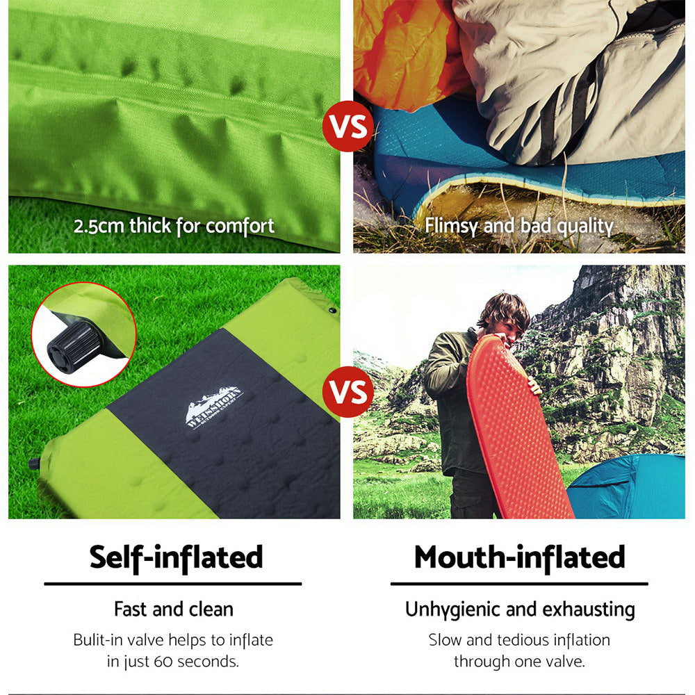 Weisshorn Double Self-Inflating Camping Mattress Green