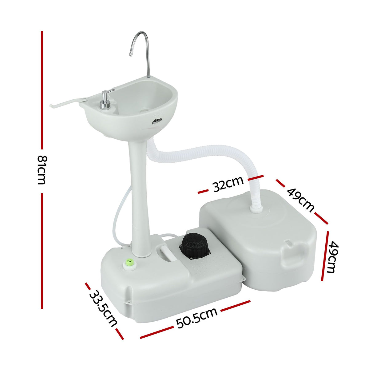 Weisshorn Portable Camping Hand Wash Sink Stand 43L