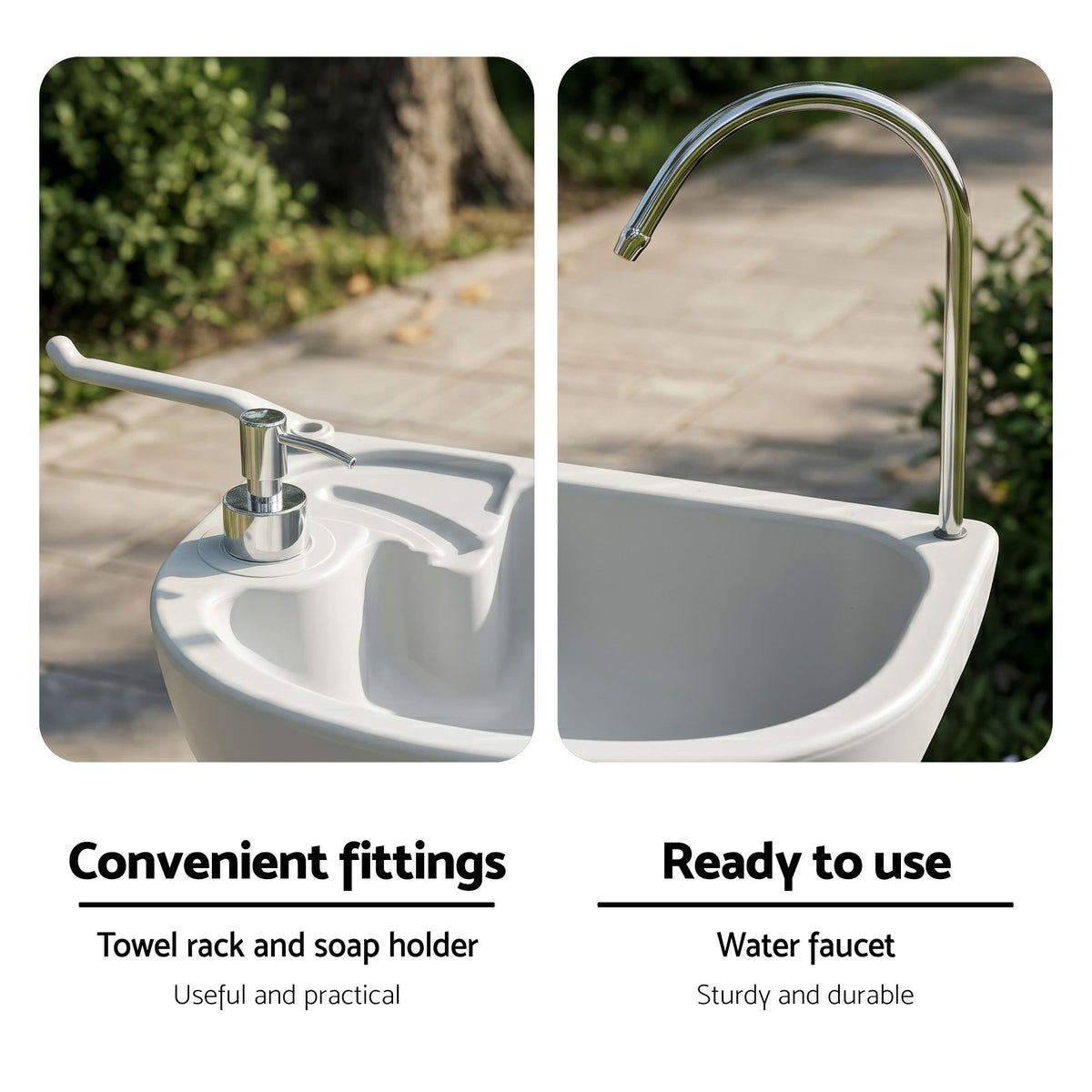 Weisshorn Portable Camping Hand Wash Sink Stand 43L
