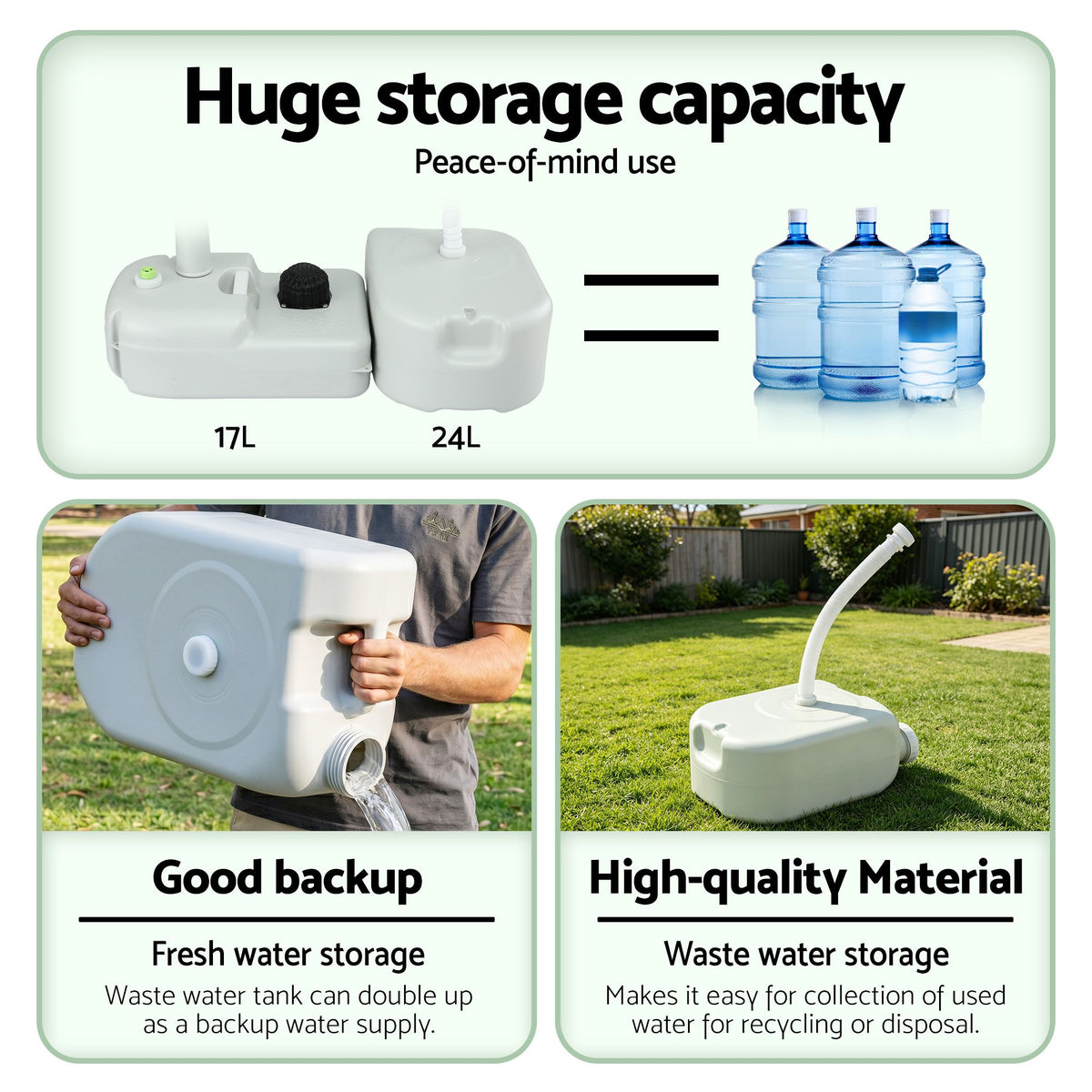 Weisshorn Portable Camping Hand Wash Sink Stand 43L