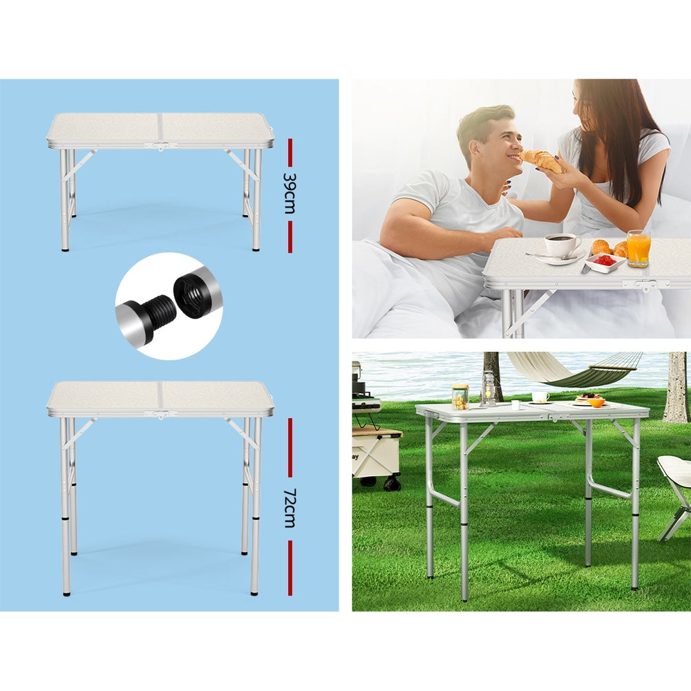 Weisshorn 90cm Folding Camping Table Adjustable Portable Outdoor Desk