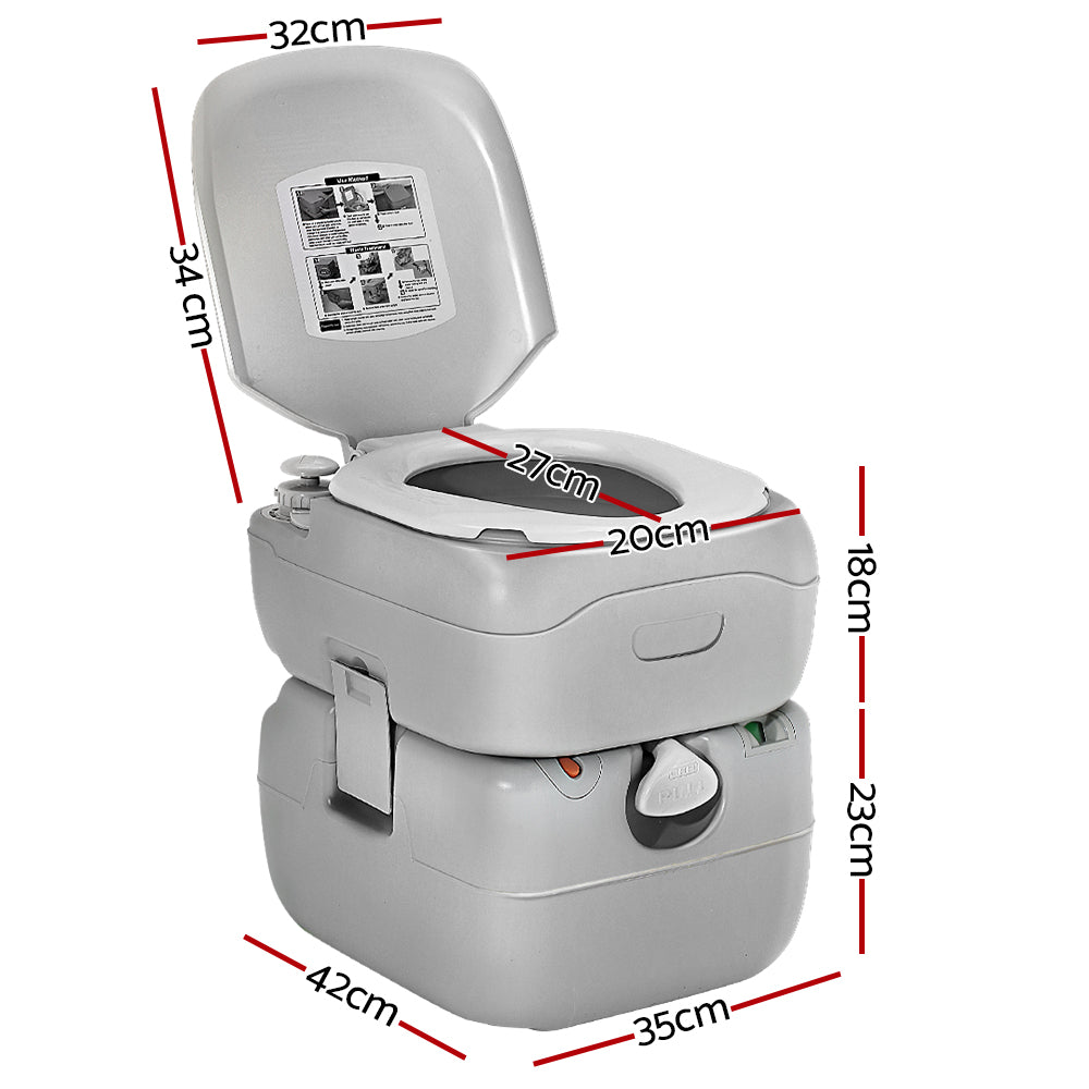 Weisshorn 22L Portable Camping Toilet Flush Potty Grey