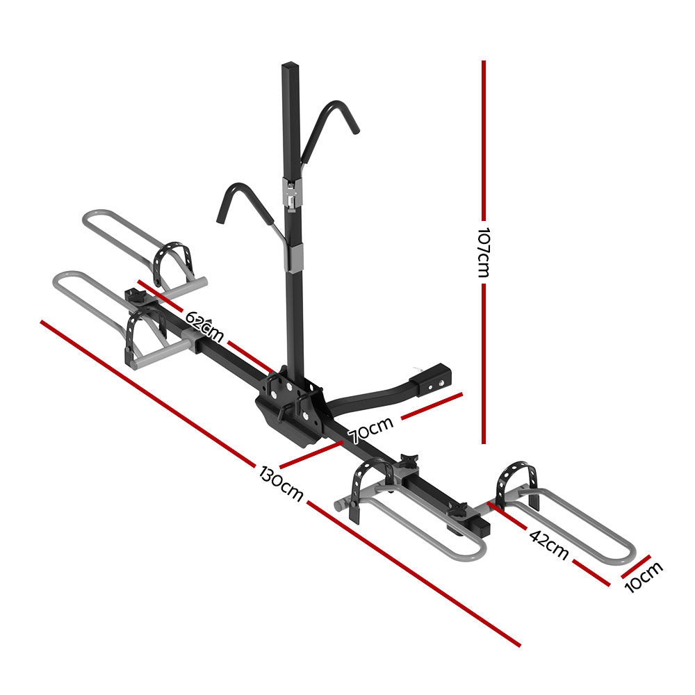 Giantz 2-Bike Carrier Rack Foldable Hitch Mount Black