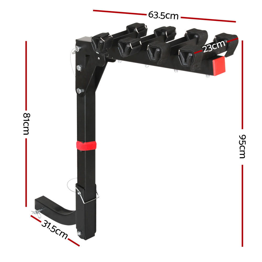 Giantz 4-Bike Carrier Rack Foldable 2" Hitch Mount Black