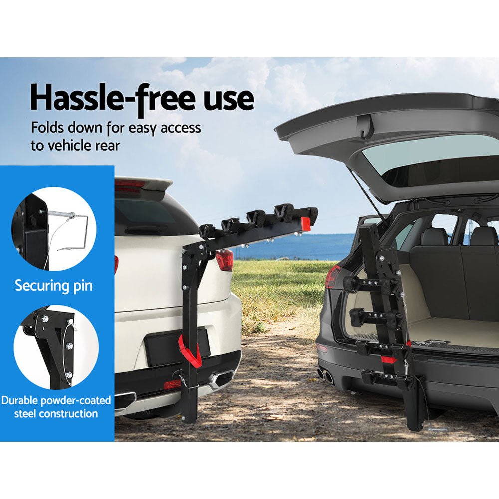 Giantz 4-Bike Carrier Rack Foldable 2" Hitch Mount Black