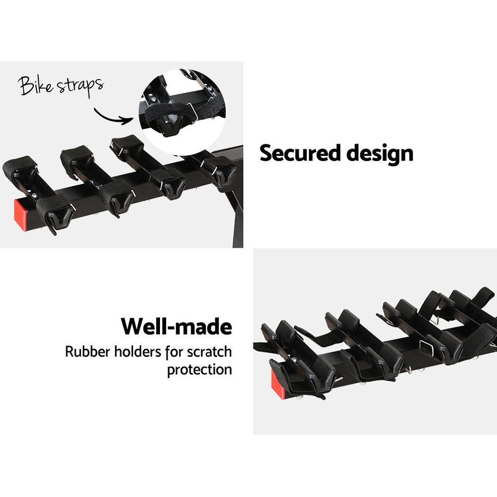 Giantz 4-Bike Carrier Rack Foldable 2" Hitch Mount Black