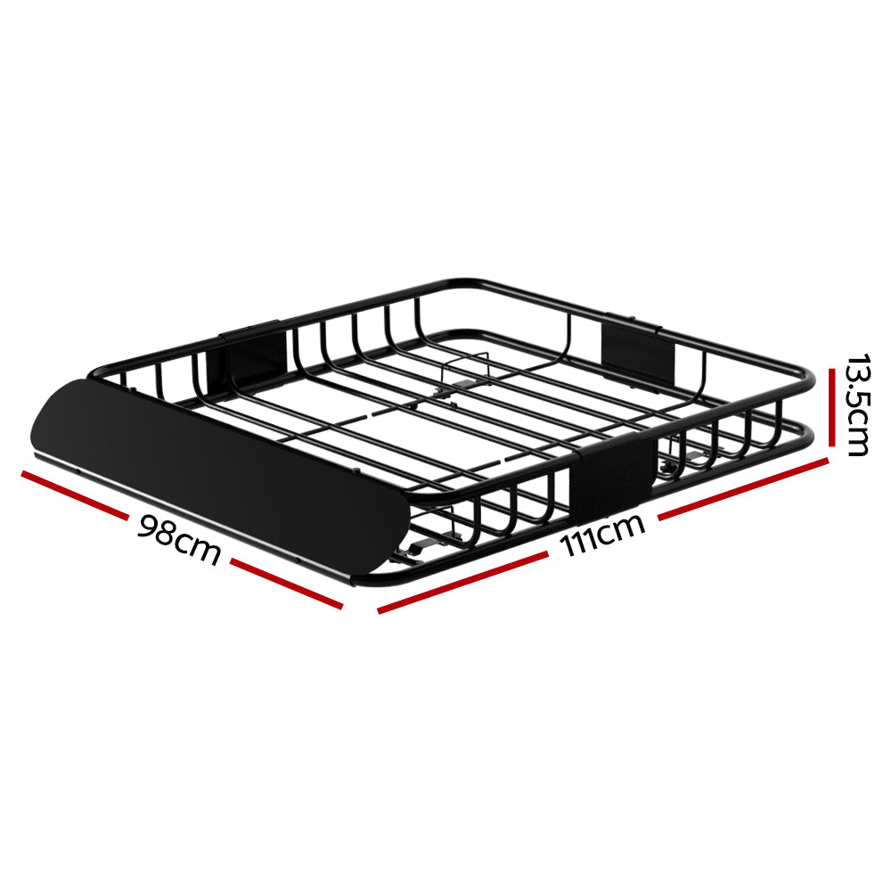 Giantz 111cm Car Roof Rack Basket Cargo Carrier Black