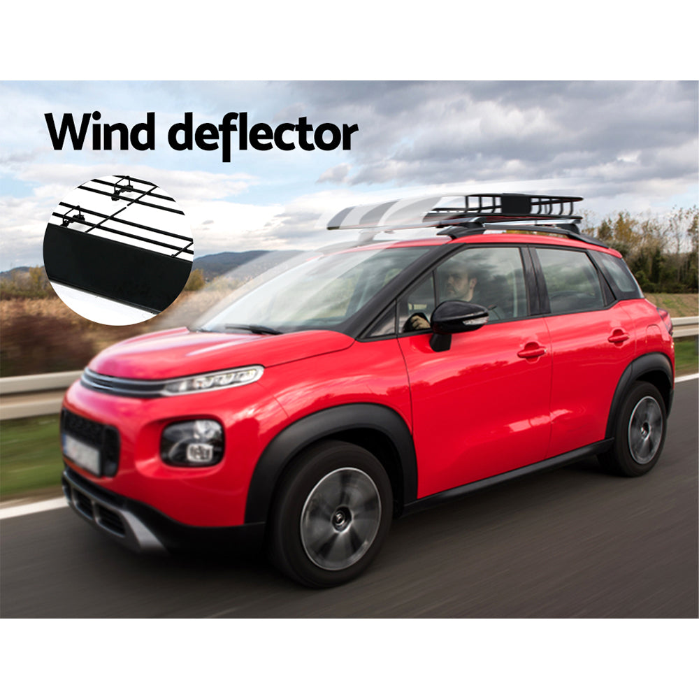 Giantz 111cm Car Roof Rack Basket Cargo Carrier Black