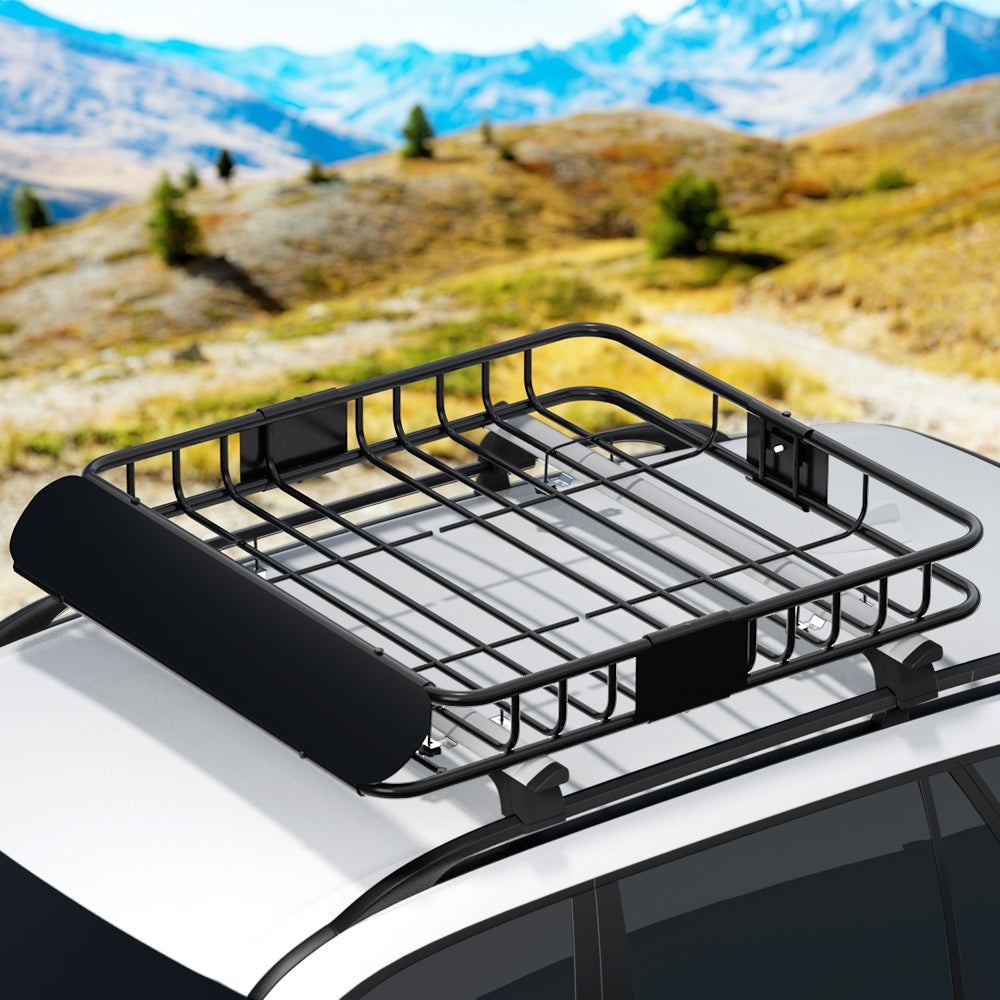 Giantz 111cm Car Roof Rack Basket Cargo Carrier Black
