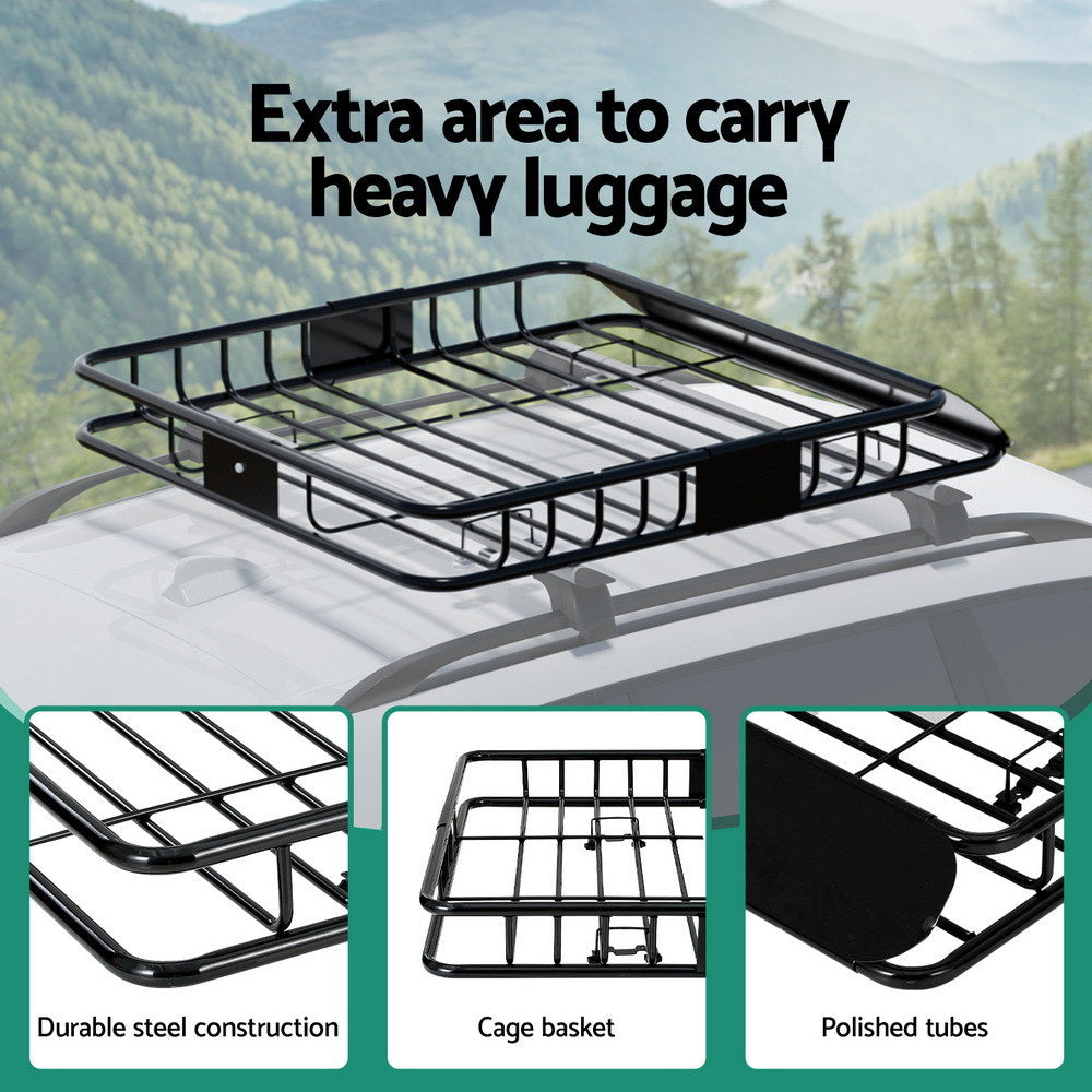 Giantz Universal Roof Rack Tray Cargo Carrier 111cm Black