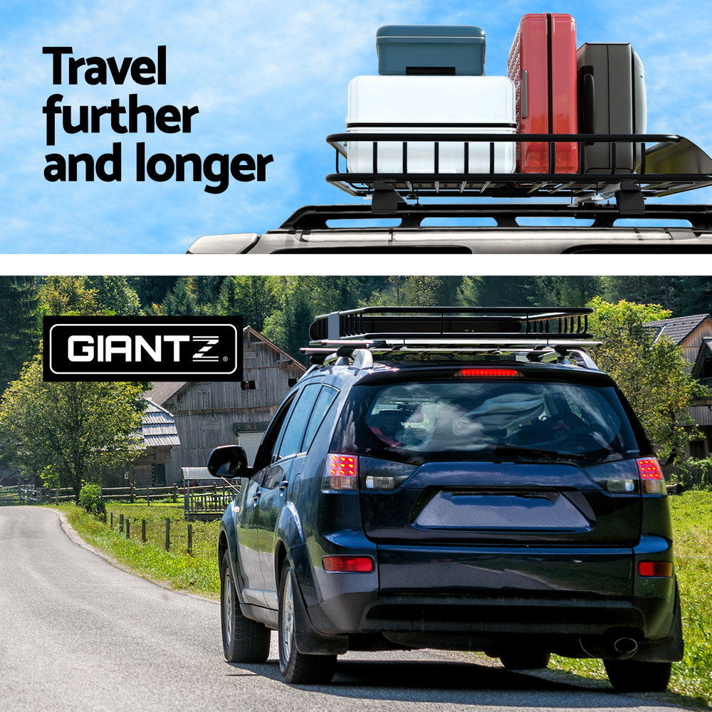 Giantz Universal Roof Rack Tray Cargo Carrier 111cm Black