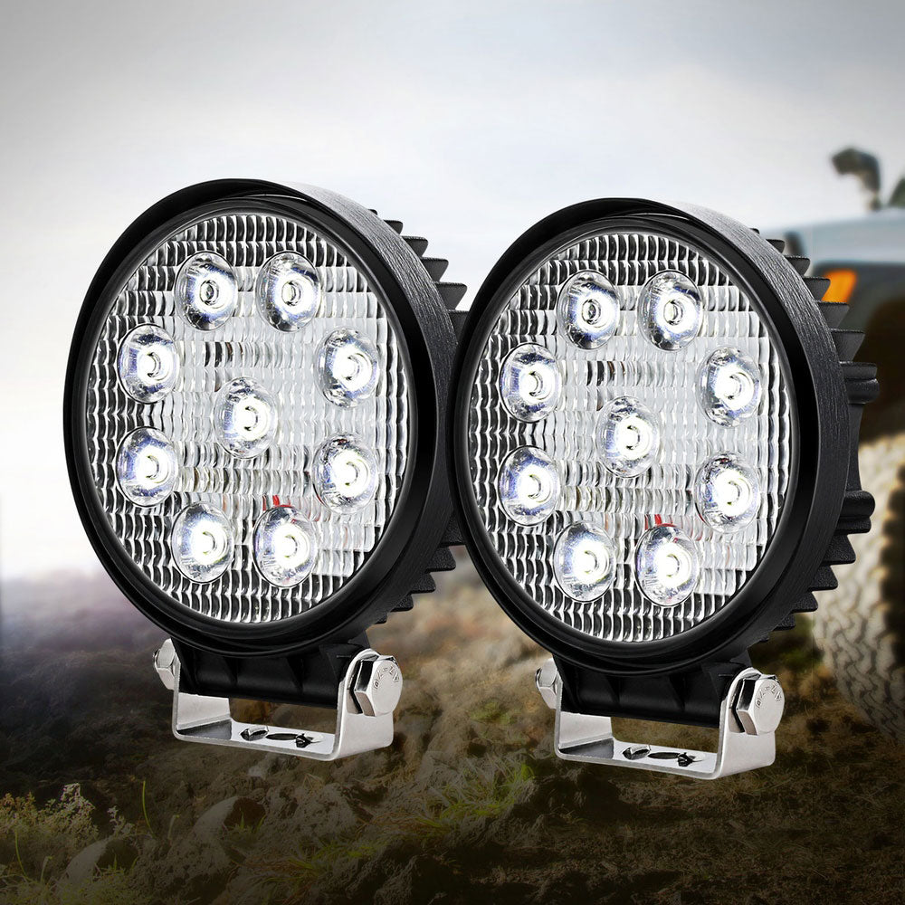 Giantz Pair LED Driving Lights 4.5 Inch Flood Spot Lights Car Truck SUV 12V 24V