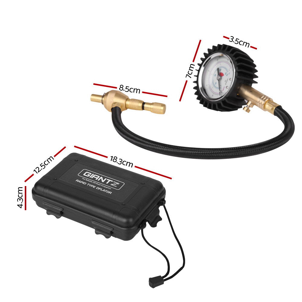 Giantz 4WD Tyre Gauge & Rapid Deflator 60PSI Black