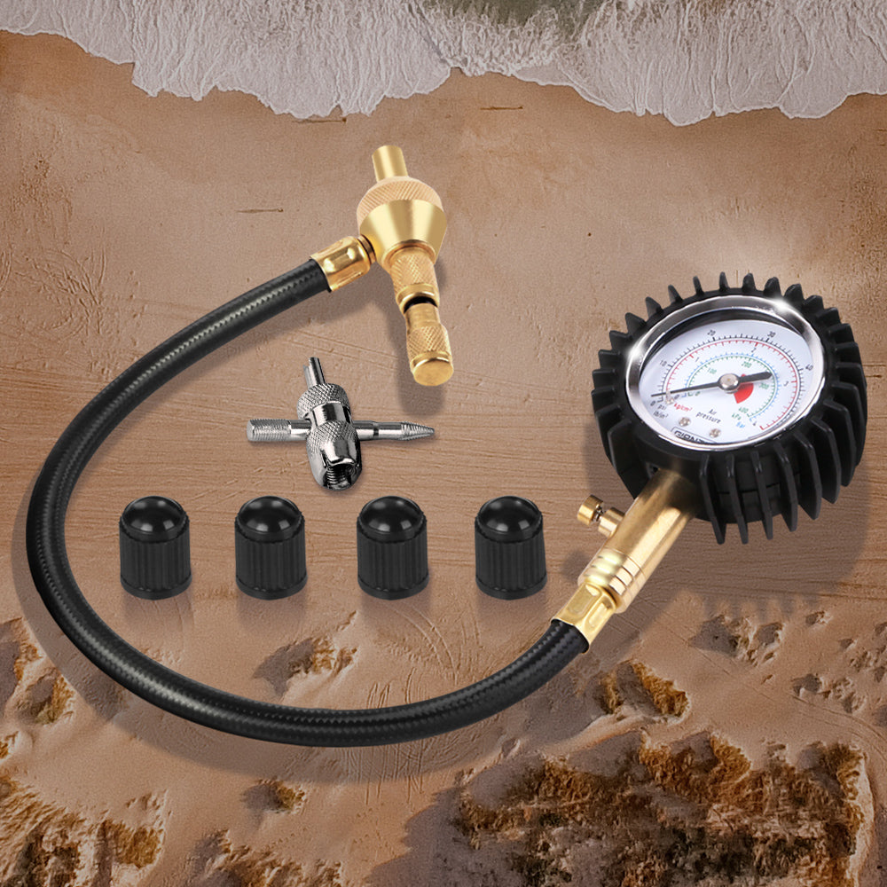 Giantz 4WD Tyre Gauge & Rapid Deflator 60PSI Black