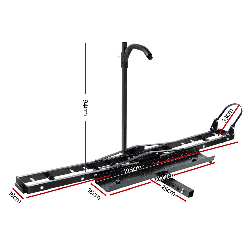 Giantz Adjustable Motorcycle Carrier Rack Ramp Black Towbar 2"