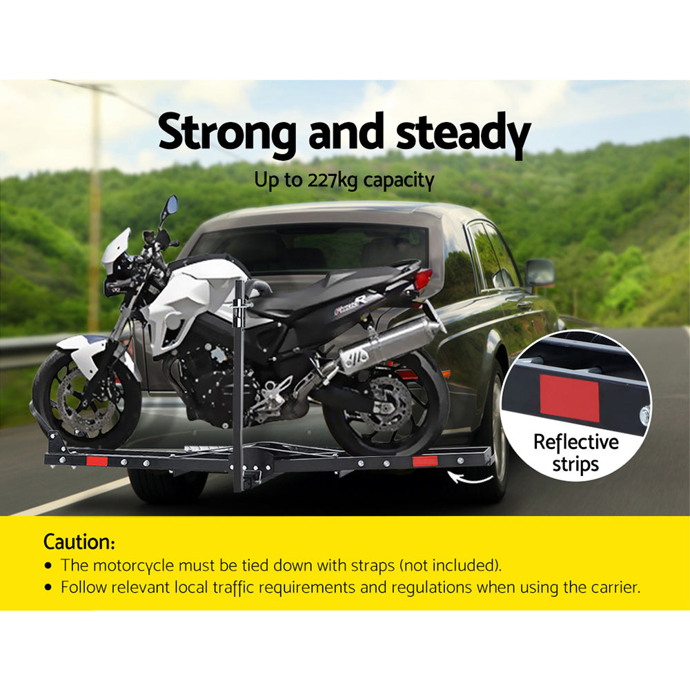 Giantz Adjustable Motorcycle Carrier Rack Ramp Black Towbar 2"