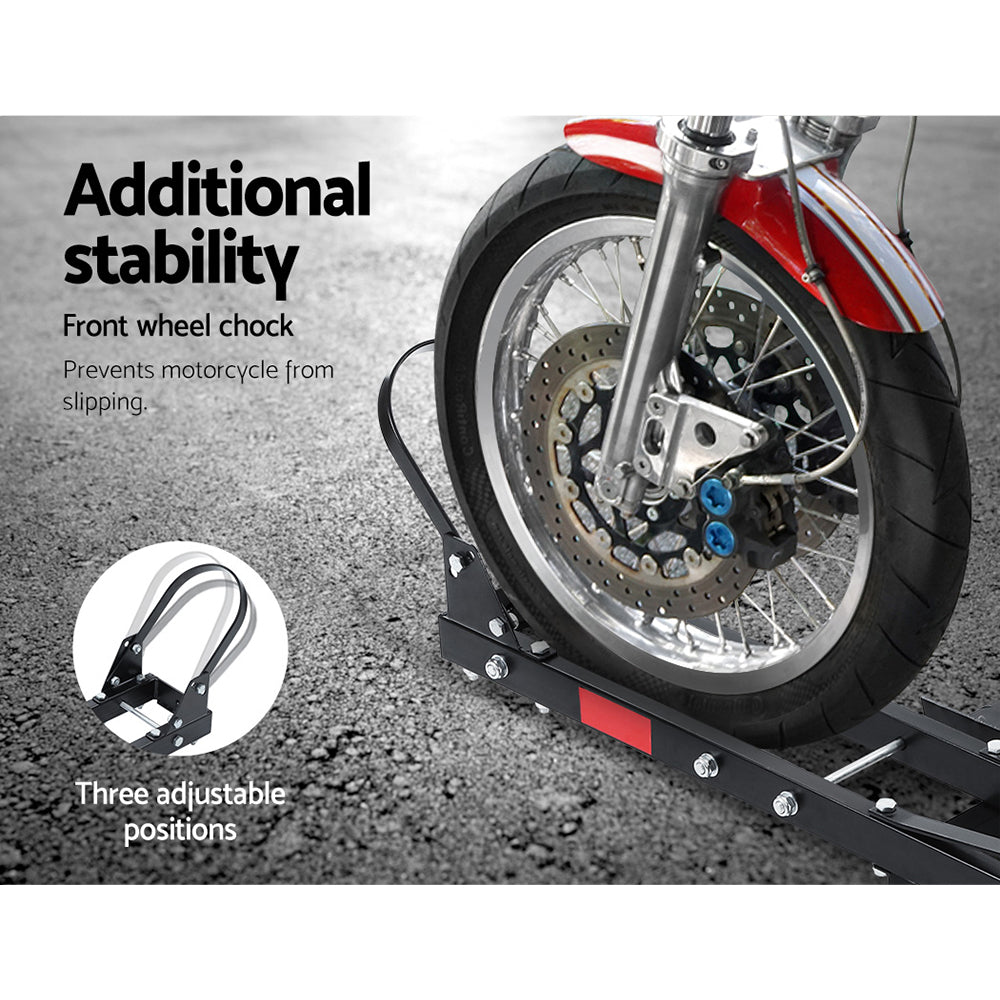 Giantz Adjustable Motorcycle Carrier Rack Ramp Black Towbar 2"