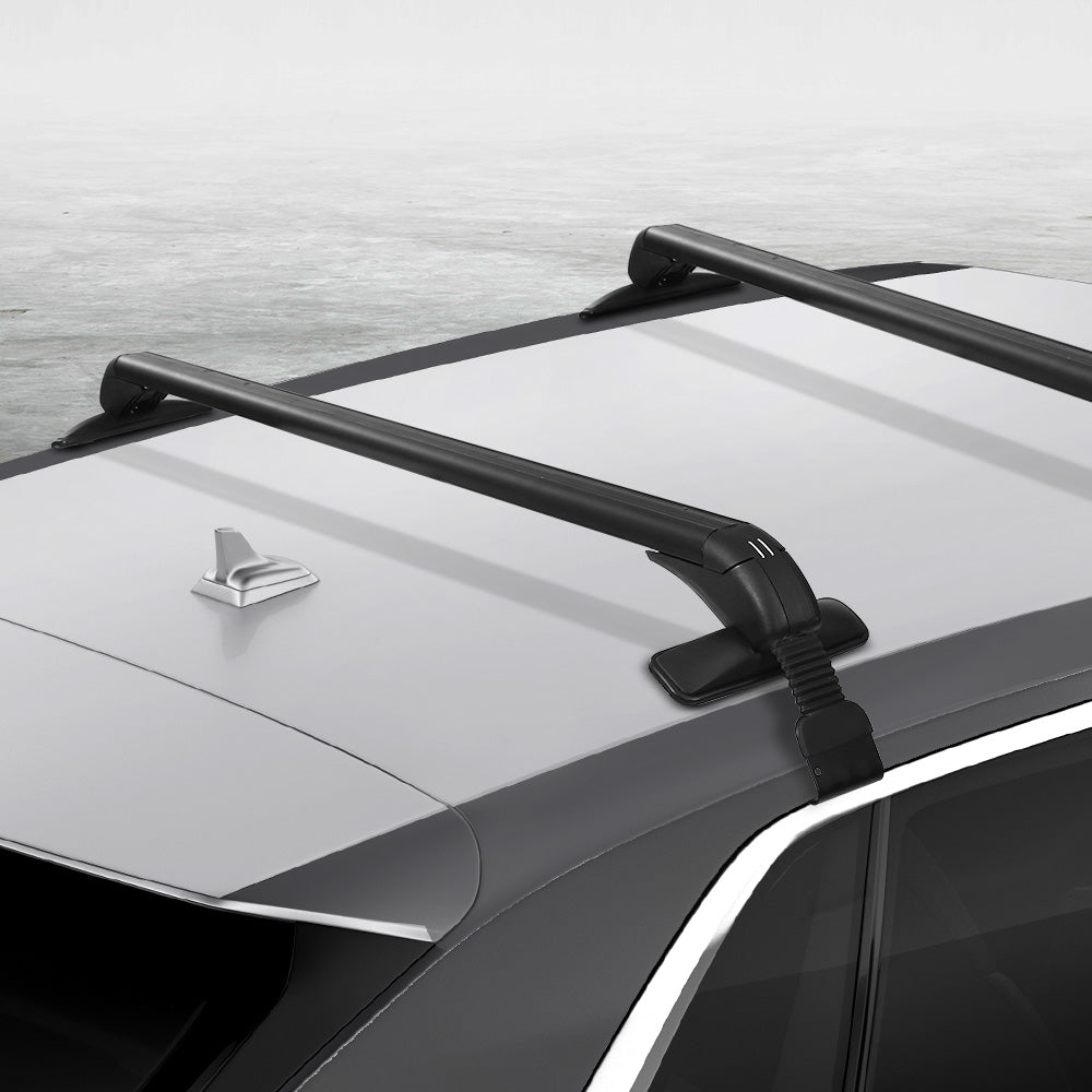 Universal 90cm Aluminium Car Roof Rack Cross Bars Lockable Black