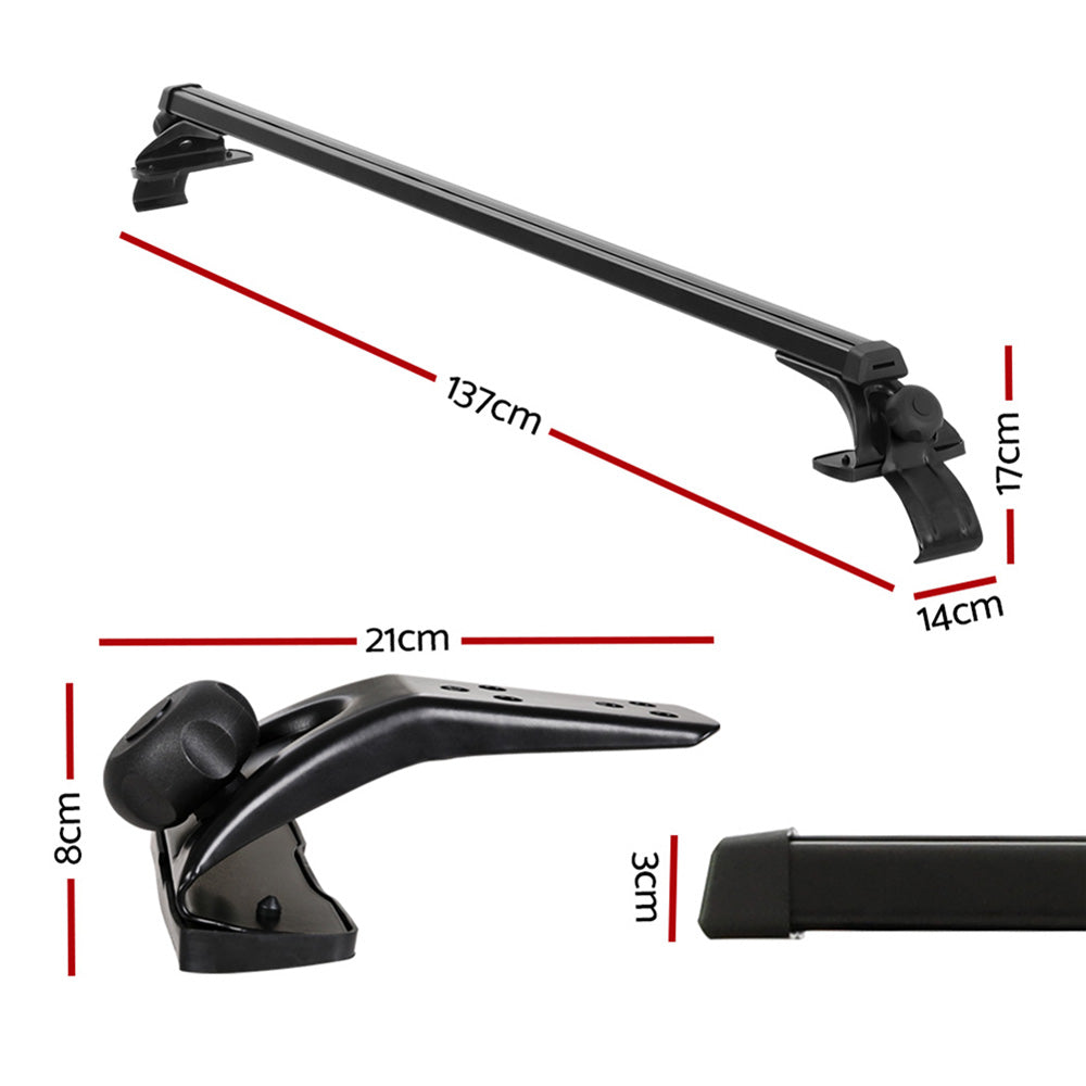 Universal Car Roof Rack Aluminium Cross Bars 145cm Black