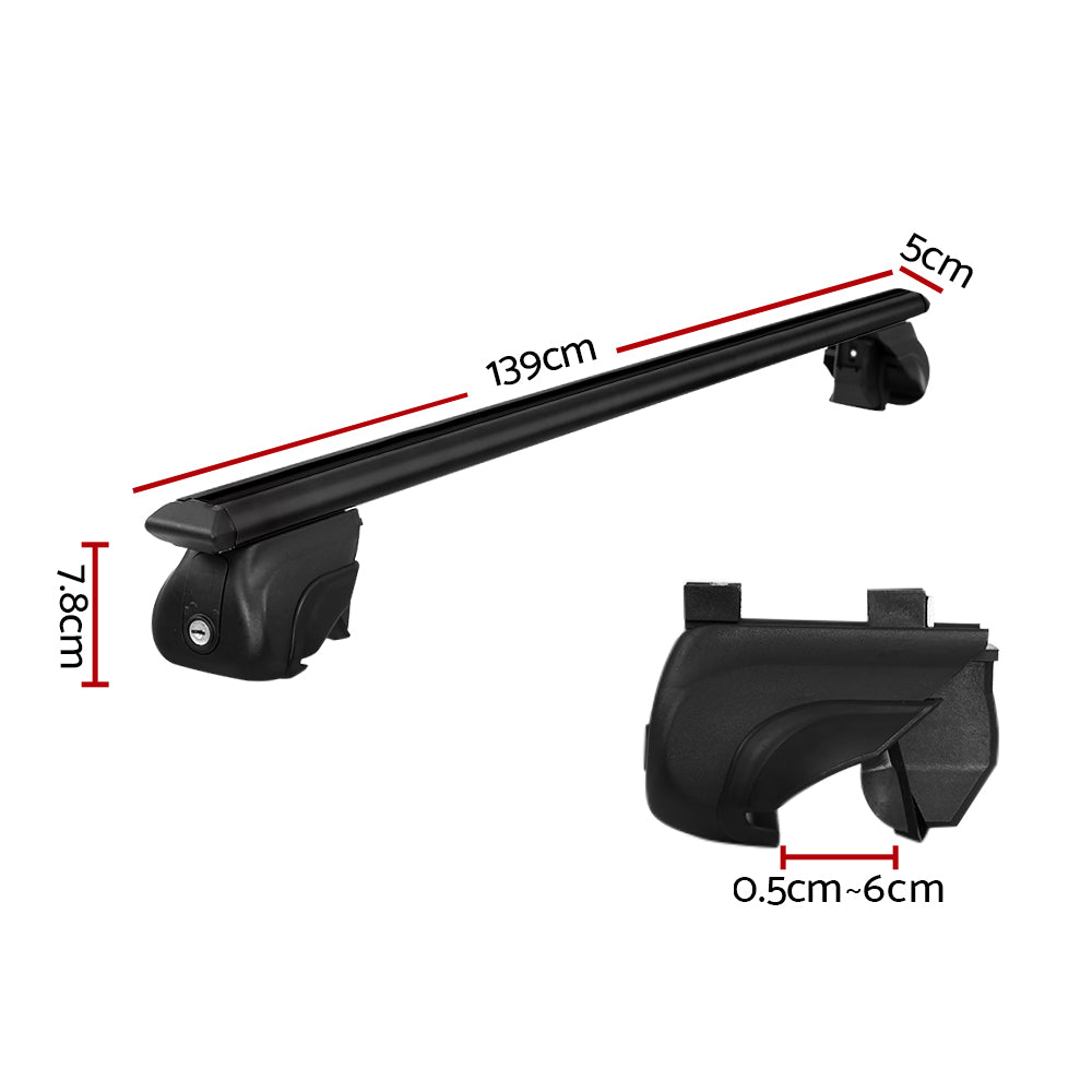 Universal 126cm Car Roof Racks Aluminium Cross Bars Black