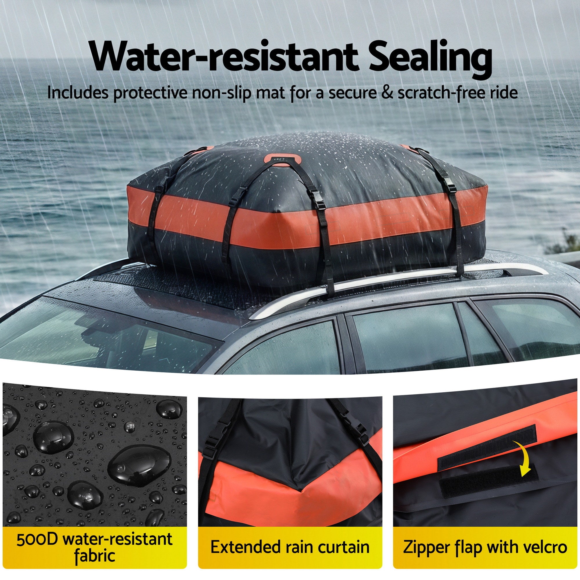 Giantz Roof Top Cargo Bag Waterproof Car Luggage Carrier 15 Cubic Ft Universal