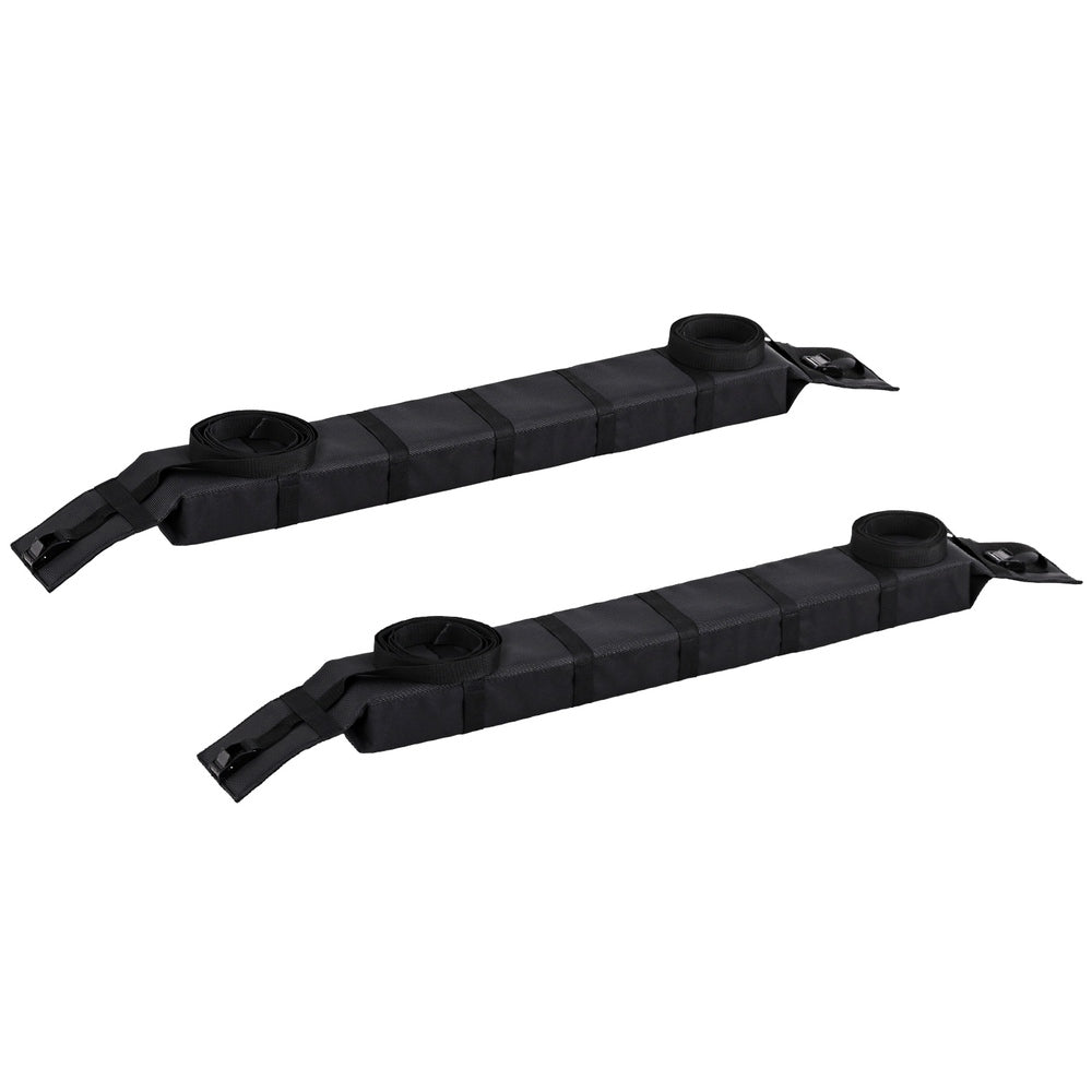 Universal 116cm Soft Car Roof Rack Kayak Luggage Carrier Adjustable Strap Black