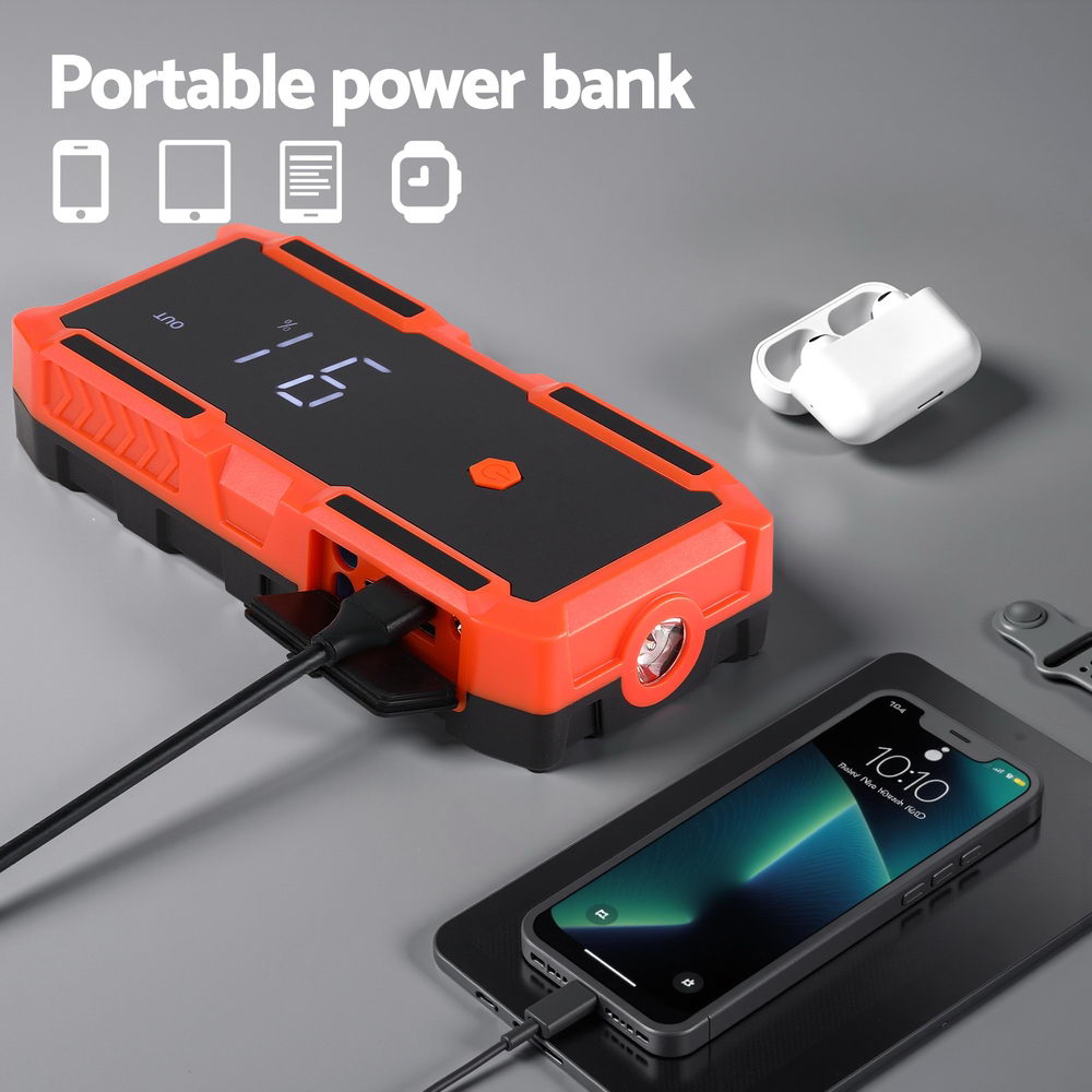Giantz 3000A Portable Car Jump Starter 12V Lithium Power Bank & Jumper Cables