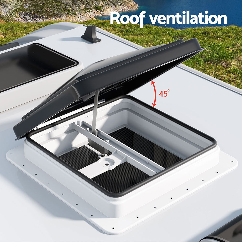 Weisshorn 350x350mm Caravan Roof Vent Hatch Skylight Black