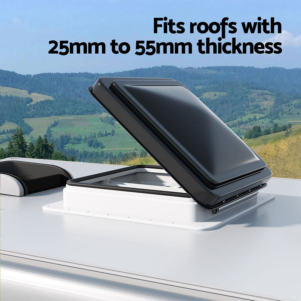 Weisshorn 350x350mm Caravan Roof Vent Hatch Skylight Black