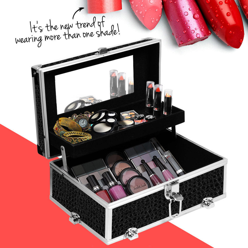 Embellir Portable Makeup Carry Case with Mirror Crocodile Black
