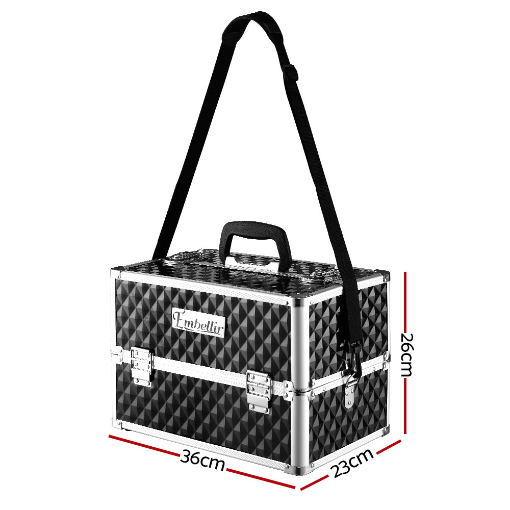 Embellir Portable Makeup Case Diamond Black Aluminium