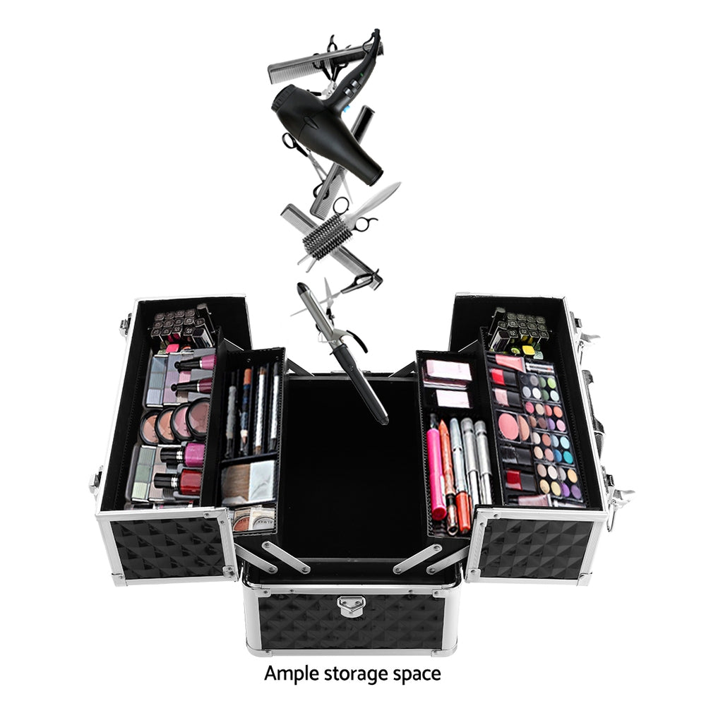 Embellir Portable Makeup Case Diamond Black Aluminium