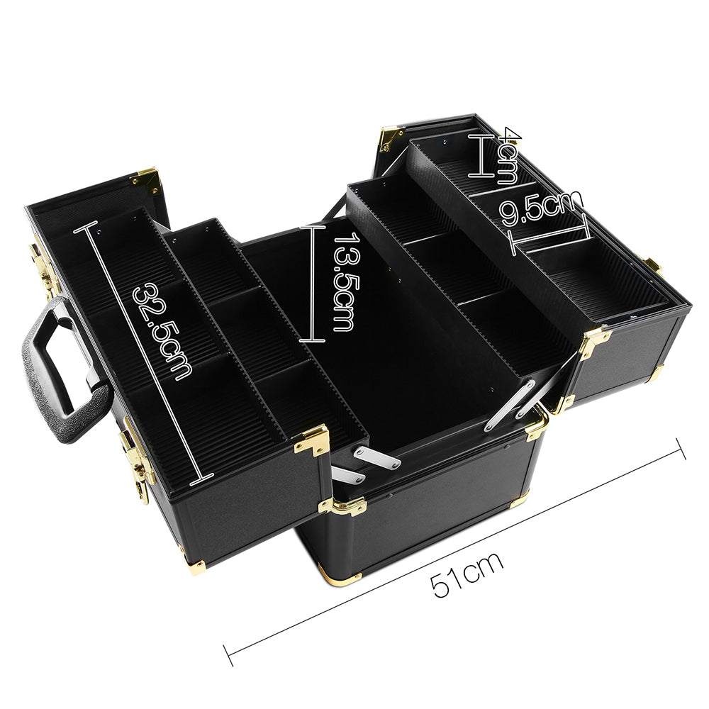 Embellir Portable Makeup Case Black Gold Diamond Design