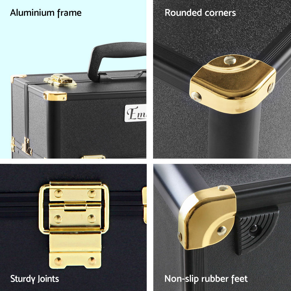Embellir Portable Makeup Case Black Gold Diamond Design