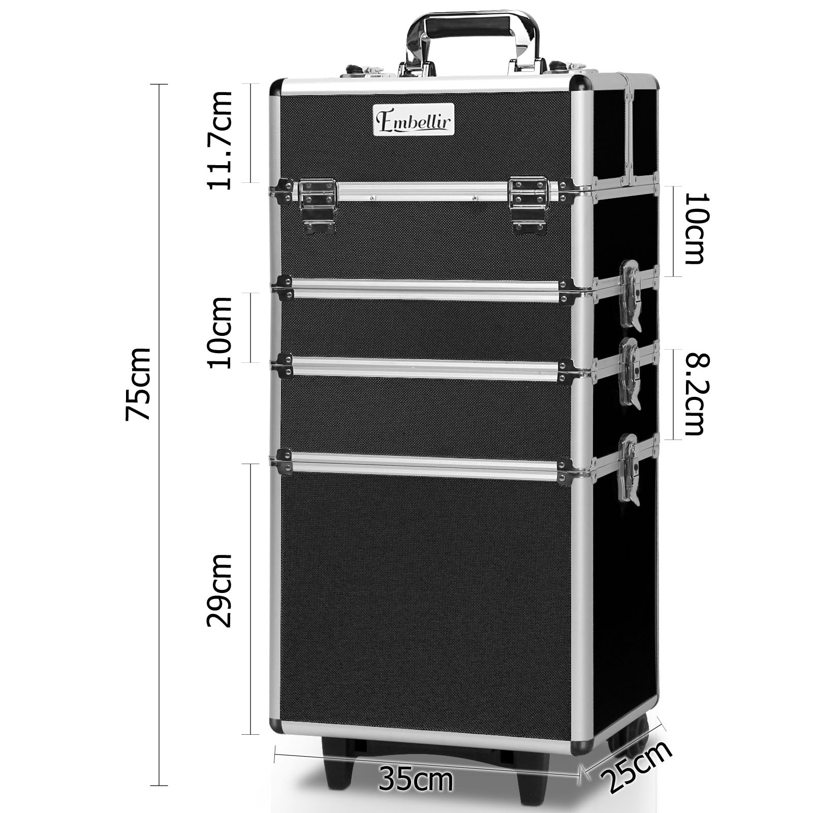 Embellir 7-in-1 Makeup Trolley Case Beauty Organiser Black