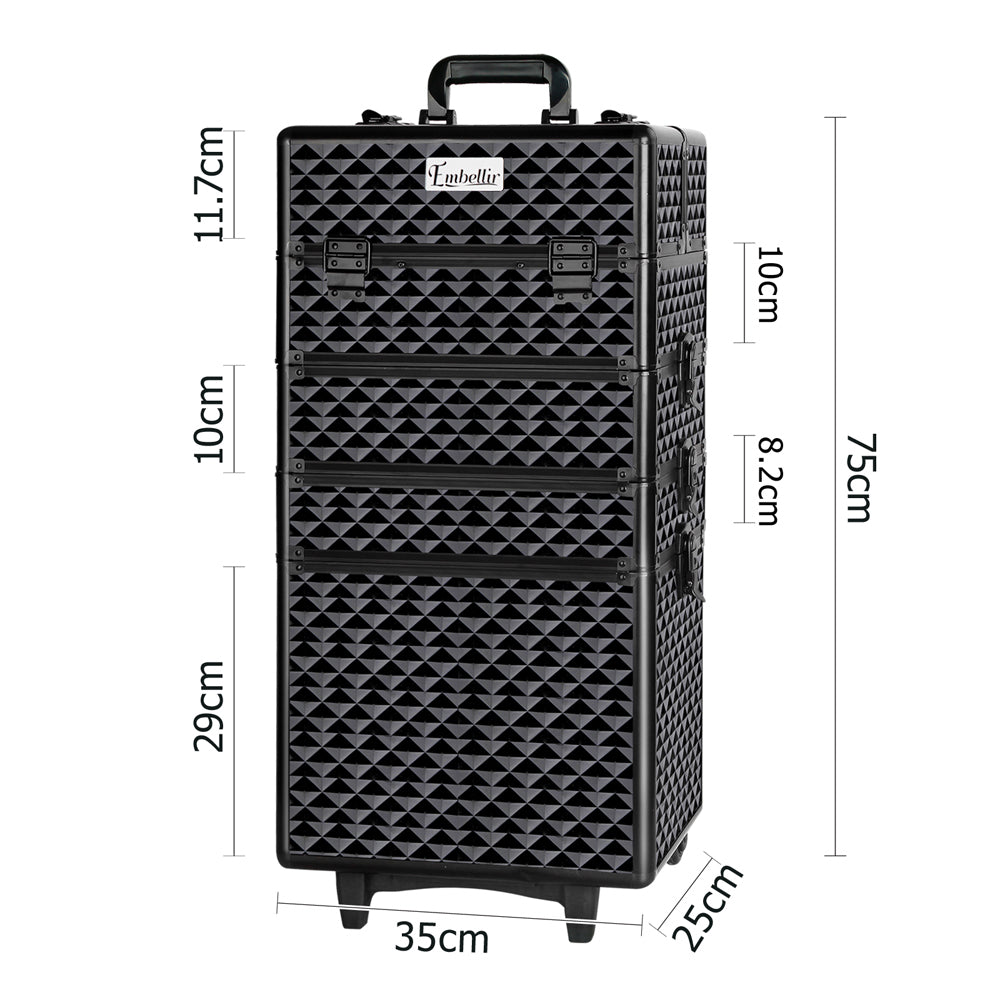 Embellir 7-in-1 Makeup Trolley Case Diamond Black