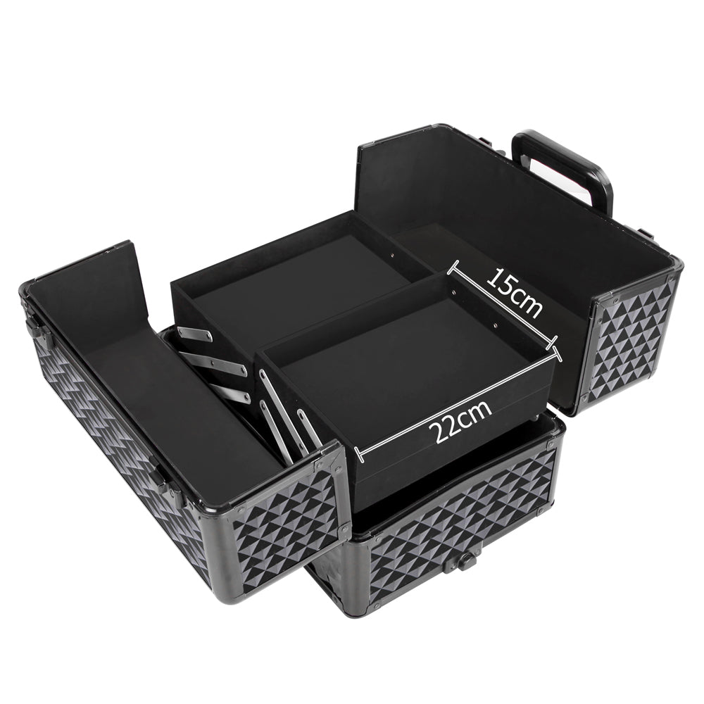 Embellir 7-in-1 Makeup Trolley Case Diamond Black