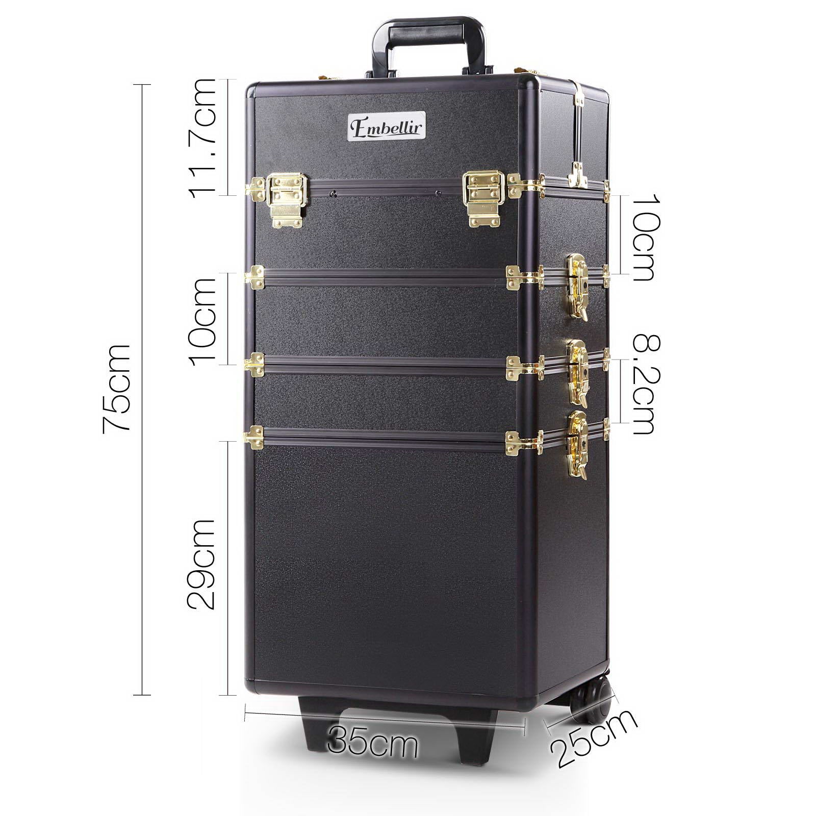 Embellir 7-in-1 Makeup Trolley Cosmetic Organiser Gold & Black