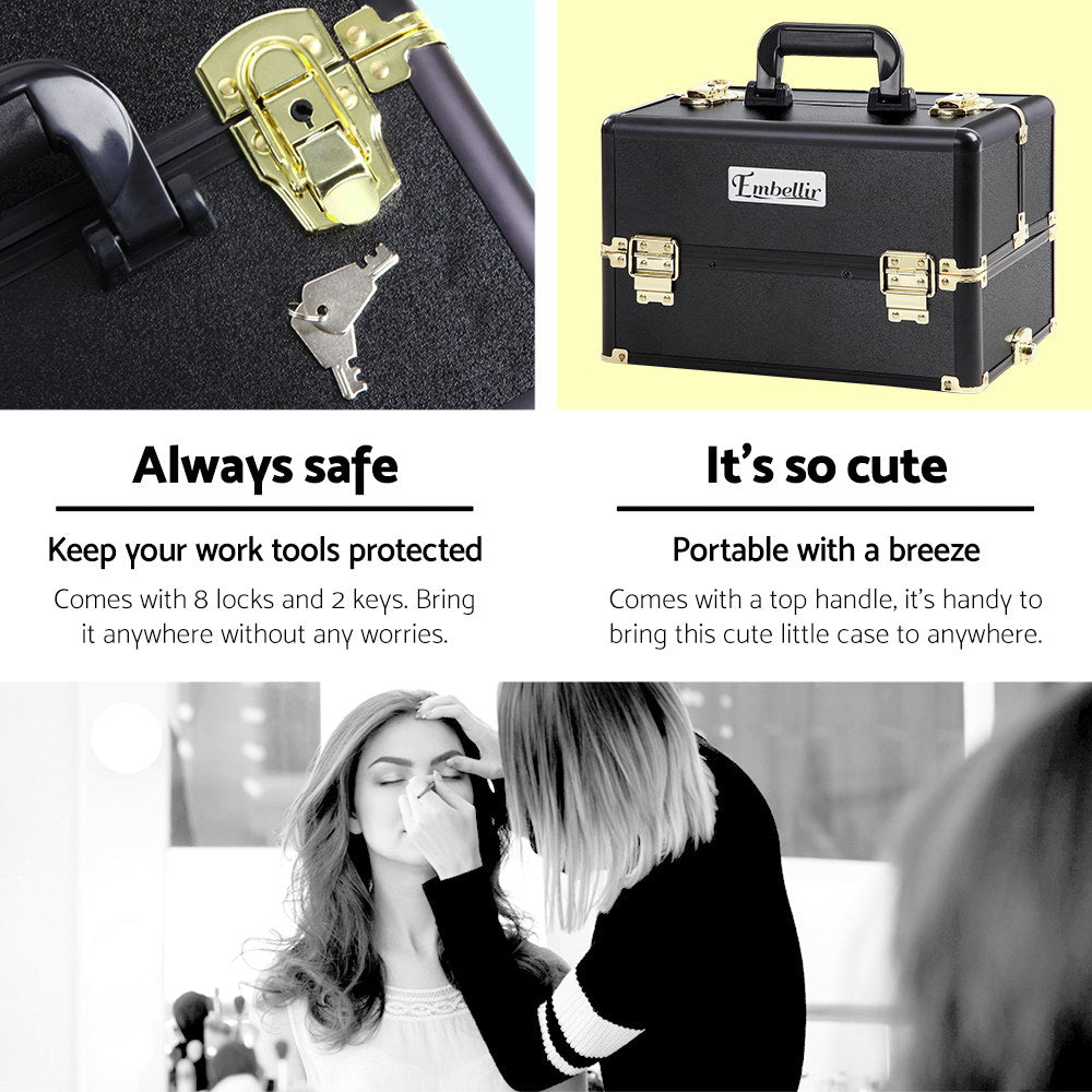 Embellir 7-in-1 Makeup Trolley Cosmetic Organiser Gold & Black