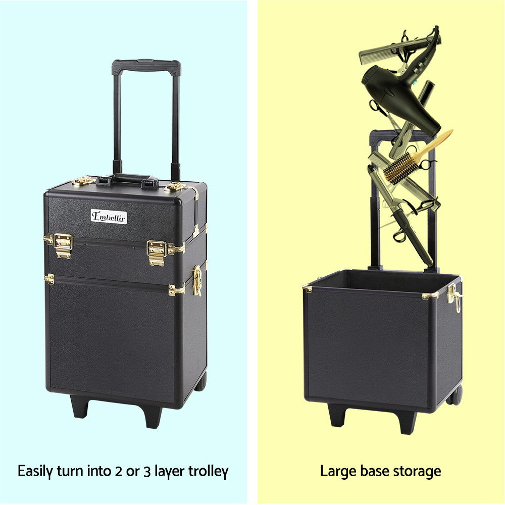 Embellir 7-in-1 Makeup Trolley Cosmetic Organiser Gold & Black